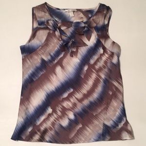 Dressbarn Silky Brown & Blue Blouse Size S